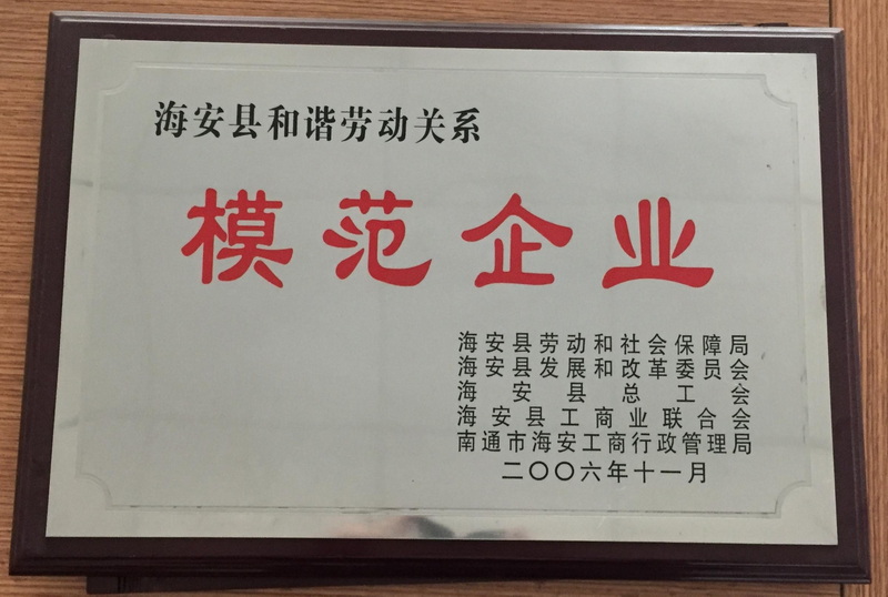 2006年度海安縣和諧勞動關系模范企業(yè)